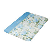 Tapis De Bain Hydrangea Floral Bleu Aquarelle Nom (Angle)