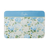 Tapis De Bain Hydrangea Floral Bleu Aquarelle Nom (Devant)