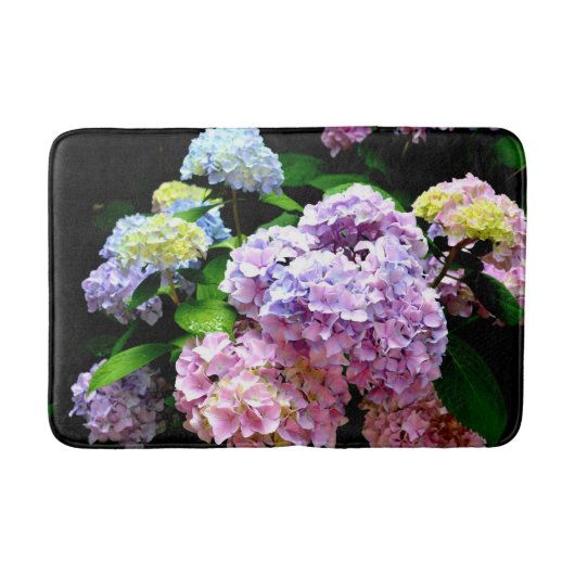 Tapis De Bain Hydrangea garden, rose, bleu, purple floral (Devant)