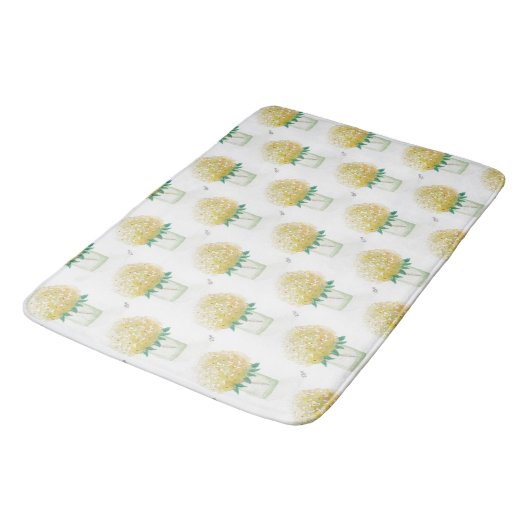 Tapis De Bain Hydrangée jaune (Angle)