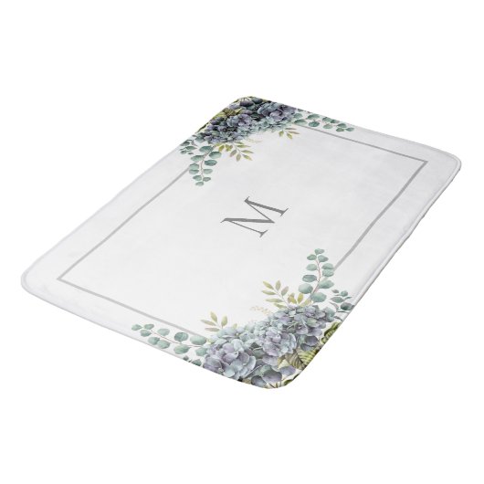 Tapis De Bain Hydrangée pourrie Eucalyptus Monogramme (Angle)