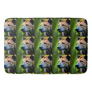Tapis De Bain Hyéna Attaque En Regardant Sa Proie,