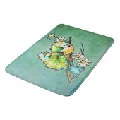 Tapis De Bain Illusion 3D et aquarelle d'une paire de chickadees (Angle)