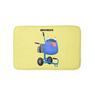 Tapis De Bain Illustration amusante du mélangeur de ciment bleu