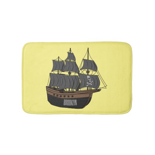 Tapis De Bain Illustration de bateau pirate (Devant)
