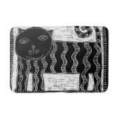 Tapis De Bain Illustration de chat noir et blanc (Devant)