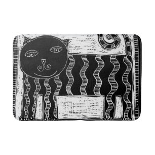 Tapis De Bain Illustration de chats noirs et blancs