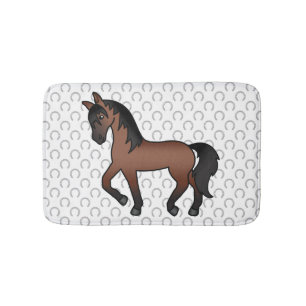 Tapis De Bain Illustration de dessin animé mignon de cheval bai