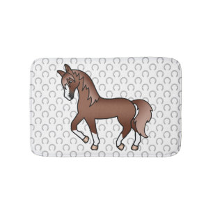 Tapis De Bain Illustration de dessin animé mignon de cheval trot