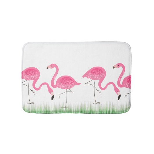 Tapis De Bain Illustration de Flamants roses roses mignons (Devant)