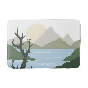 Tapis De Bain Illustration de la nature de nom personnalisé