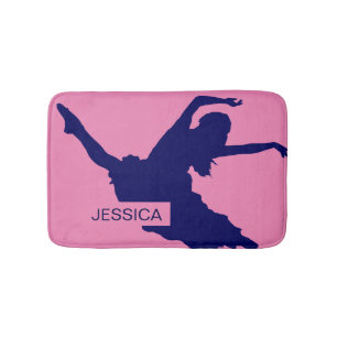 Tapis De Bain Illustration de la silhouette de la danseuse bleue
