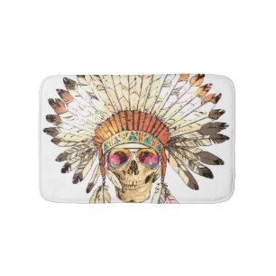 Tapis De Bain Illustration de mode crâne amérindien