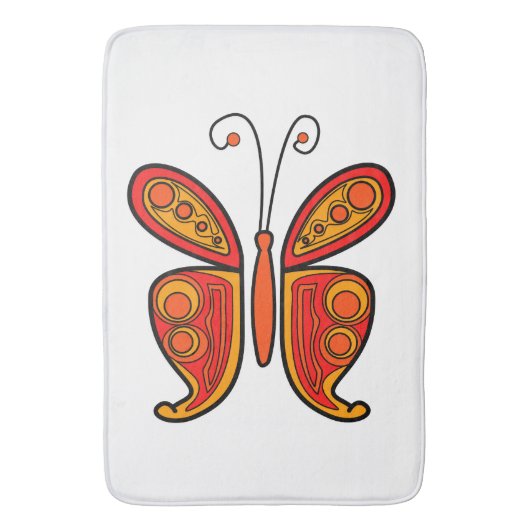 Tapis De Bain Illustration de papillon orange (devant Vertical)