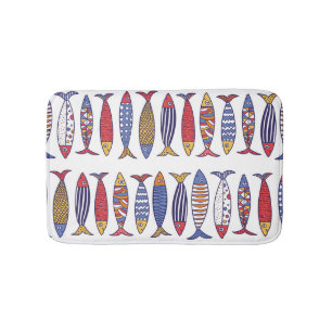 Tapis De Bain Illustration de poissons mignons : fond sans coutu