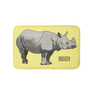 Tapis De Bain illustration de rhinocéros de Java de dessin animé
