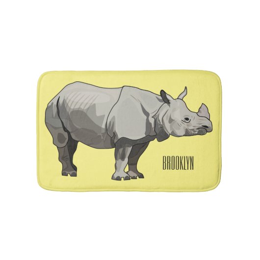Tapis De Bain illustration de rhinocéros de Java de dessin animé (Devant)