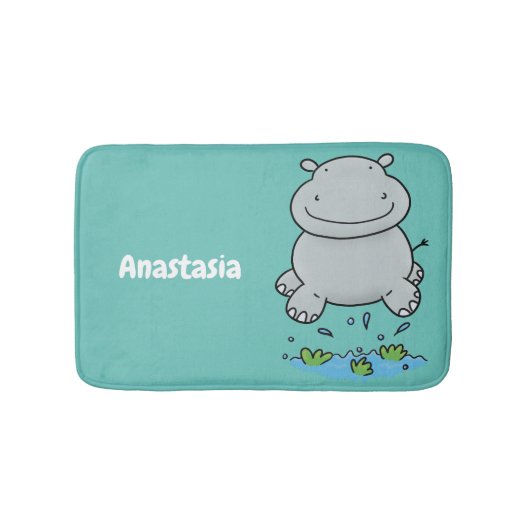 Tapis De Bain Illustration de saut en hippo mignon (Devant)