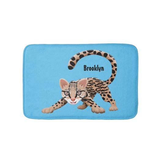 Tapis De Bain Illustration d'ocelot mignon (Devant)