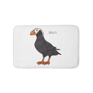 Tapis De Bain Illustration d'oiseau bouffon touffu