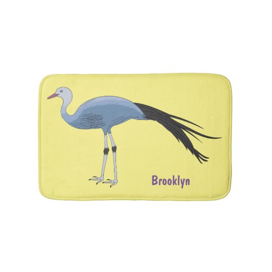 Tapis De Bain Illustration d'oiseau de grue bleue (Devant)
