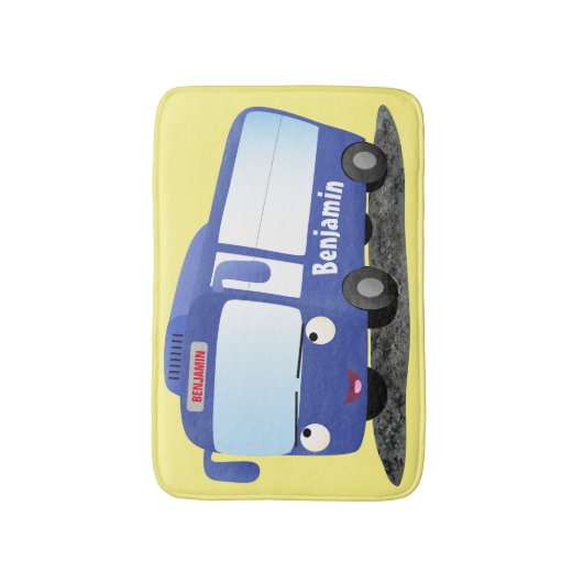 Tapis De Bain Illustration d'un bus moderne bleu mignon (Devant (Vertical))