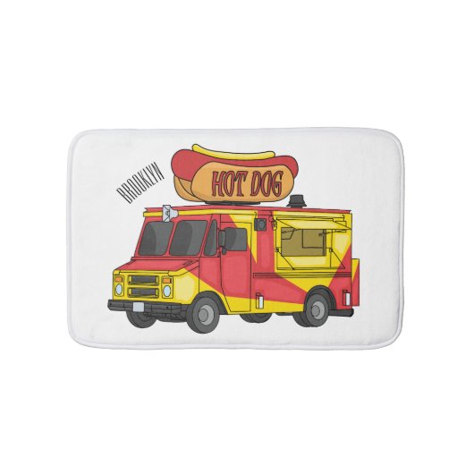 Tapis De Bain Illustration d'un camion de nourriture pour chien  (Devant)