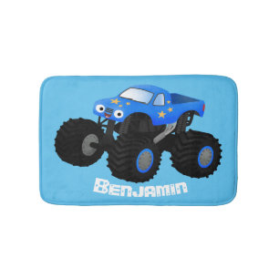 Tapis De Bain Illustration d'un camion monstre bleu mou