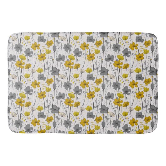 Tapis De Bain Illustration florale, fleurs sauvages abstraits, m (Devant)