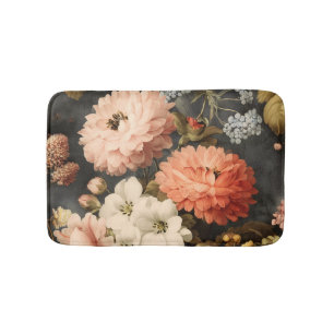 Tapis De Bain Illustration florale vintage avec fleurs mélangées