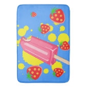 Tapis De Bain Illustration Fun Pink Popsicle and Strawberries (devant Vertical)