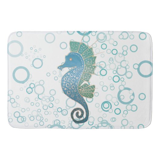 Tapis De Bain Illustration lunatique et adorable d'hippocampe (Devant)