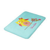 Tapis De Bain Illustration mignon jaune rose personnalisable (Angle)