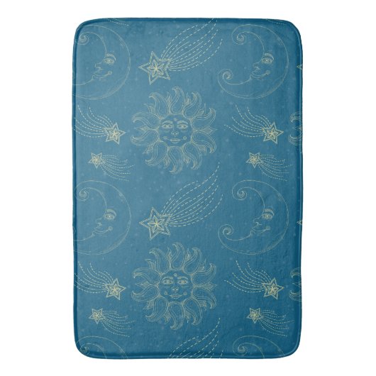 Tapis De Bain Illustration vintage Étoiles Sun Moon (devant Vertical)