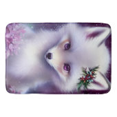 Tapis De Bain Imaginaire Blanc Renard bébé avec yeux lavande (Devant)