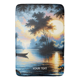 Tapis De Bain Imaginaire Cute Boat Sunset Lake