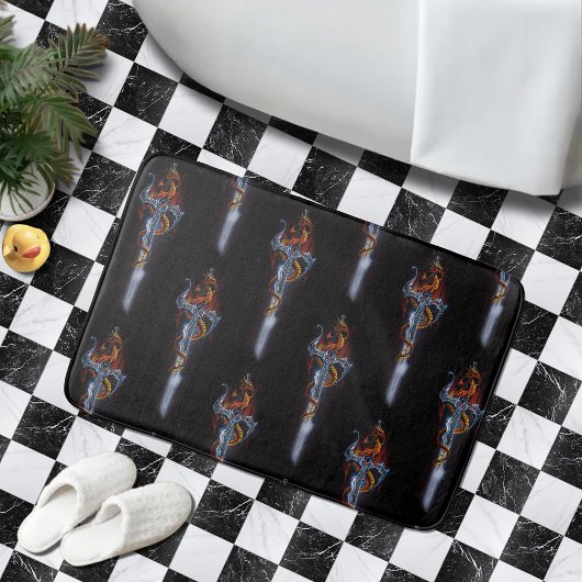 Tapis De Bain Imaginaire d'épée de dragon rouge