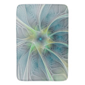 Tapis De Bain Imaginaire fleuri Moderne Bleu Vert Fractal Fleur (devant Vertical)