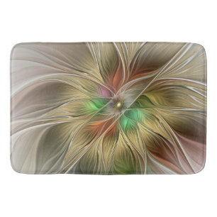 Tapis De Bain Imaginaire Floral Avec Or Moderne Abstrait Fractal