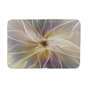 Tapis De Bain Imaginaire Floral Gold Eggplant Art Fractal Abstra
