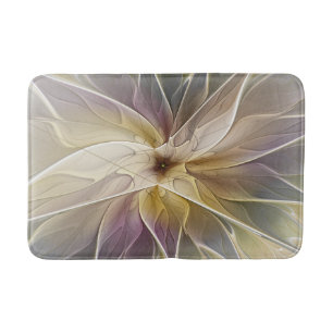 Tapis De Bain Imaginaire Floral Gold Eggplant Art Fractal Abstra