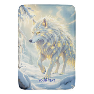 Tapis De Bain Imaginaire mignon loup blanc hiver