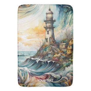 Tapis De Bain Imaginaire mignon phare Vivid tempête de dessin