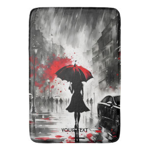 Tapis De Bain Imaginaire mignonne fille pluie parapluie