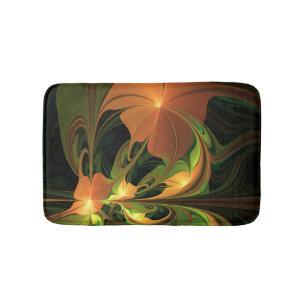 Tapis De Bain Imaginaire Plante Abstrait rouille verte Brown fra