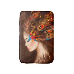 Tapis De Bain Imaginaire Portrait femme papillon Bath Mat
