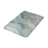 Tapis De Bain Impression Abstraite Aqua Bleu Sage Vert Or (Angle)