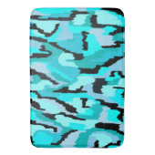 Tapis De Bain Impression Abstraite turquoise et noire (devant Vertical)