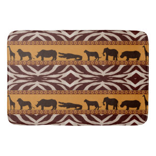 Tapis De Bain Impression animale de motif zèbre tribal africain