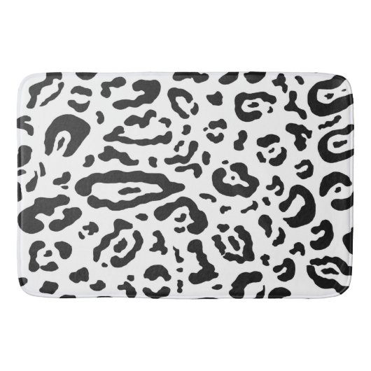 Tapis De Bain Impression animale léopard guépard noir et blanc (Devant)